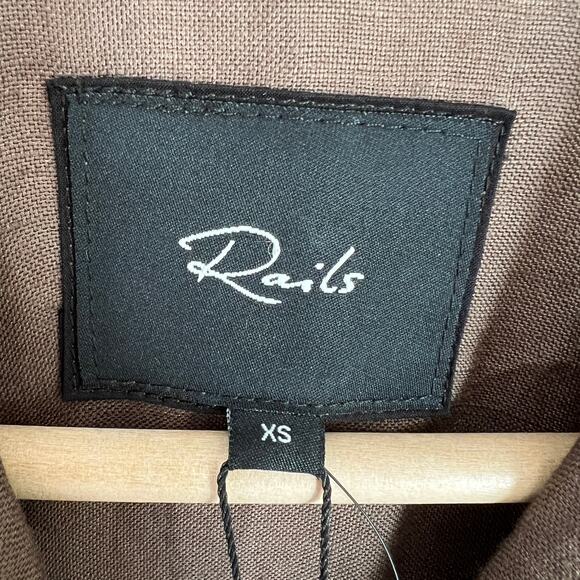 Rails Carmen Shirtdress Dress Mini Tie Waist Green Woven Linen Women's Size XS - Picture 11 of 13